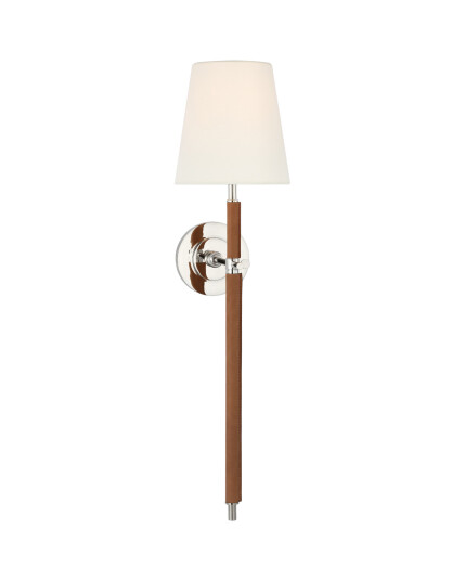 Visual Comfort Bryant Large Wrapped Tail Sconce Nickel/Natural Leather