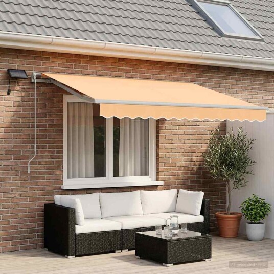Uttrekkbar markise sand 300 x 250 cm Stoff og Aluminium