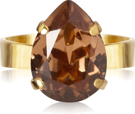Caroline Svedbom Mini Drop Ring Gold   REC LIGHT SMOKED TOPAZ   One Size