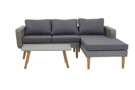 Venture Design Vodice sofagruppe Akasie/grå med grå pute 2 seterende divan & bord 90x50 cm Grå