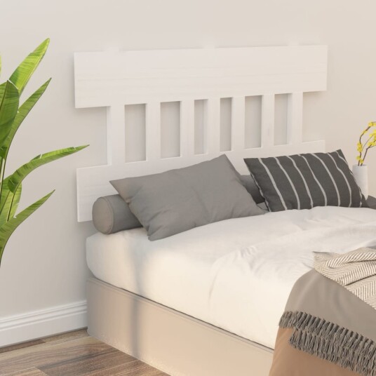 vidaXL Sengegavl hvit 123,5x3x81 cm heltre furu