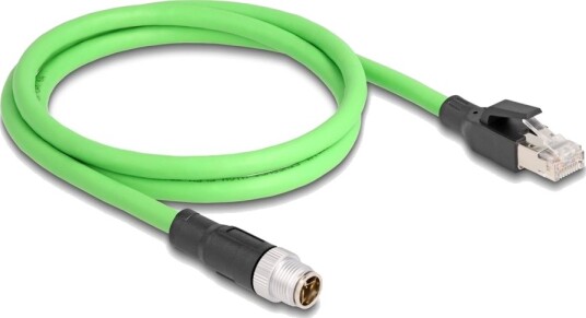 Delock Nettverkskabel 8 Pins M12 Hann Til Rj 45 Hann 1 M 6.8 Mm Sf/Utp Uten Hindringer X Kodet Grønn