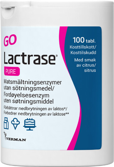 Lactrase Go Pure tyggetabletter 100 stk