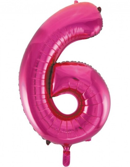 Tallet 6 Rosa JUMBO Folieballong 86 cm Tallet 6 Rosa JUMBO Folieballong 86 cm