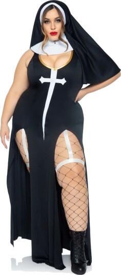 Sultry Sinner Hvitt og Svart Nonnekostyme til Dame Store Størrelser Sultry Sinner Hvitt og Svart Nonnekostyme til Dame Store Størrelser