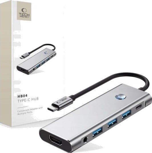 Tech-Protect HB04 9-i-1 USB-C Hub med HDMI, SD-kortleser og USB-A Porter