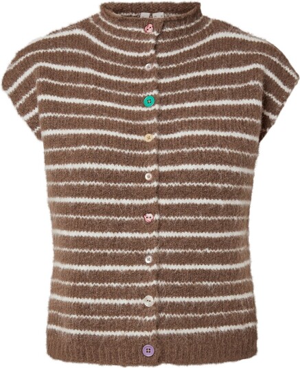 Pieces Pcasira Sl Button Knit Vest Bc Brown XS