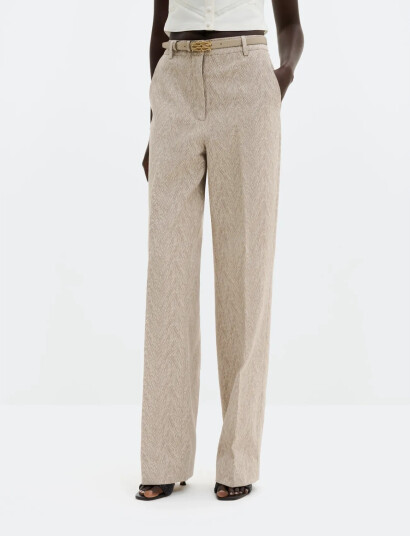 Malina Nour Straight Jacquard Pants Beige 40 Malina Nour Straight Jacquard Pants Beige 40