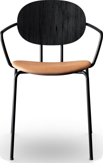 Sibast Furniture Piet Hein Spisestol Sort med Armlener Sort Eik og Konjakkskinn