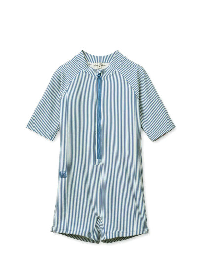 Liewood Max Seersucker Shortsleeve Swim Jumpsuit Blue 68
