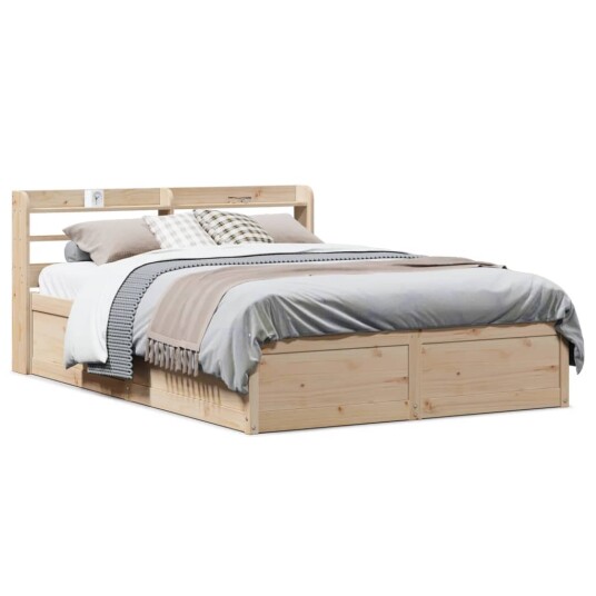 Sengeramme med hodegavl 135x190 cm heltre furu 3307098 Sengeramme med hodegavl 135x190 cm heltre furu 3307098