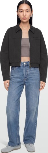 Ganni Heavy Terry Jersey Bomber Jacket Grey S