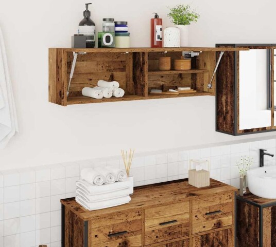Veggskap til baderom gammelt tre 100x25x30 cm konstruert tre Veggskap til baderom gammelt tre 100x25x30 cm konstruert tre