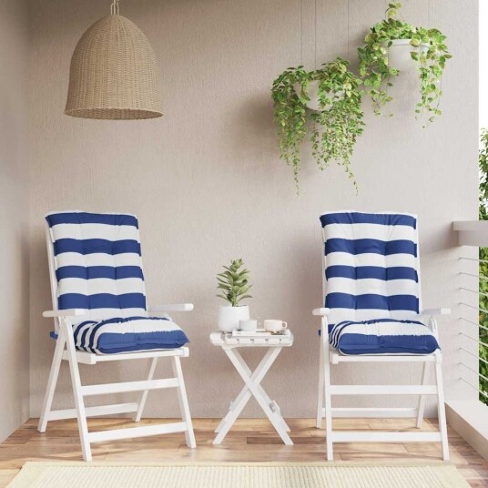 vidaXL Utendørs pute 2 stk. Stoff Blå og hvit stripe 100 x 50 x 7 cm