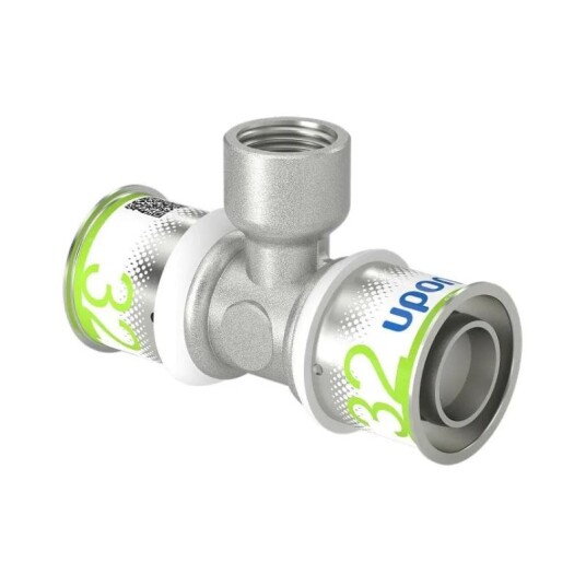 Uponor S-Press Plus T-rør 32mm med Innvendig Gjenge for Gulvvarme og Vannsystemer