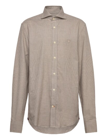 Morris Soft Twill Dogtooth Shirt Slim Fit Brown XS Morris Soft Twill Dogtooth Shirt Slim Fit Brown XS
