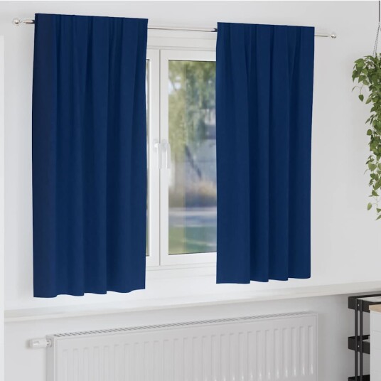  Gardiner med gardiner 2 pcs Mørkblå Polyester