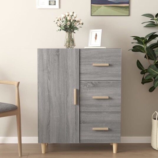 vidaXL Skjenk grå sonoma 69,5x34x90 cm konstruert tre