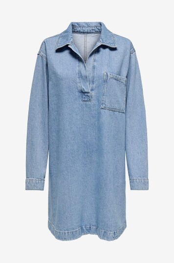 Only Skjortekjole onlBirdie L/S Polo Denim Dress Blå