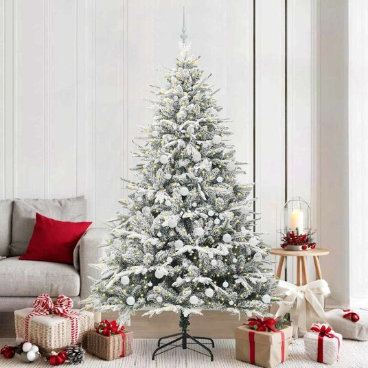 Kunstig forhåndsbelyst juletre med kule sett grønn 210 cm Kunstig forhåndsbelyst juletre med kule sett grønn 210 cm