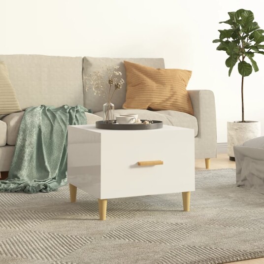 vidaXL Salongbord høyglans hvit 50x50x40 cm konstruert tre vidaXL Salongbord høyglans hvit 50x50x40 cm konstruert tre