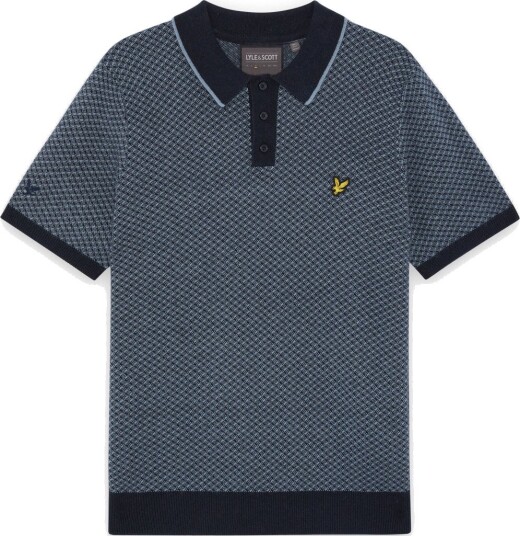 Lyle & Scott Golf Cross Hatch Cashmere Blend Polo Golf pologenser herre Dark Navy Large