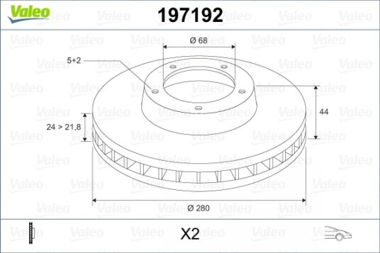 Bremseskive VALEO 197192