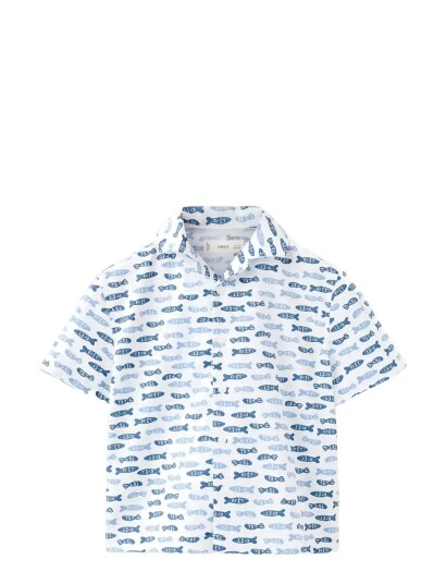 Mango Printed Short Sleeved Shirt Blue 5 6 Mango Printed Short Sleeved Shirt Blue 5 6