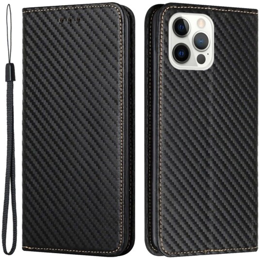 Trolsk Lommebokdeksel Kulfibermønster (iPhone 15 Pro)