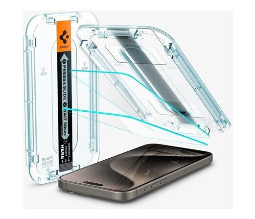 Spigen Herdet Glass Skjermbeskytter 2 Stk til iPhone 15 Pro med Privacy-filter