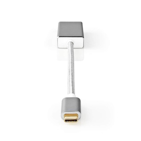 Nedis Usb c Adapter USB 3.2 Gen 1 Hann Mini Displayport Hun 0.20 M Rund Gull Belagt Flettet / Nylon Sølv Dek