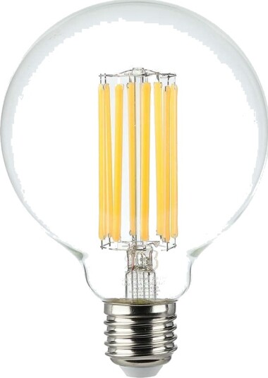 V Tac E27 6W LED filament pære G95 600lm 3000K 300° spredning Kulør : Varm V Tac E27 6W LED filament pære G95 600lm 3000K 300° spredning Kulør : Varm