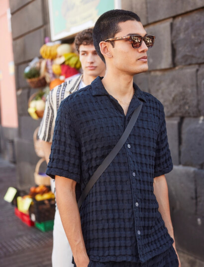 ONLY & SONS Onsbraddock Reg Ss Resort Waffle Shirt - Black - XS