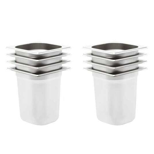Gastronormbeholdere 8 stk GN 1/6 200 mm rustfritt stål 50909 Gastronormbeholdere 8 stk GN 1/6 200 mm rustfritt stål 50909