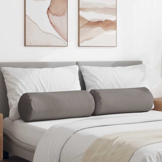 Bolster puter 2 pcs Gråbrun Ø 25 x 70 cm stoff