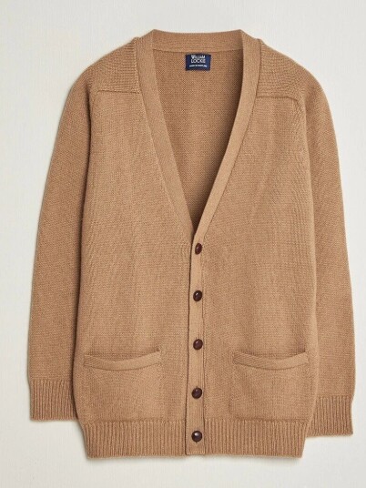 William Lockie Datchet Camelhair Cardigan Natural Brown