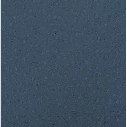 Bomullsstoff med broderi 135cm 1107 Mørkeblå - 50cm