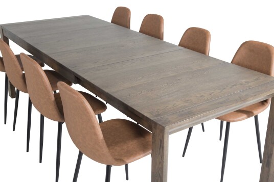Venture Design Slider & Polar spisegruppe Natur/brun 8 st stoler & bord 170 x 95 cm