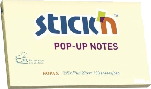 Notes Bnt Stick´N Pop Up Notes Gul 127X76mm 12 Stk.