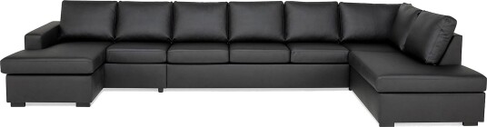 Crazy 6 seters Høyrevendt U formet XX Large Sofa med Divan og Sjeselong i Kunstlær Svart