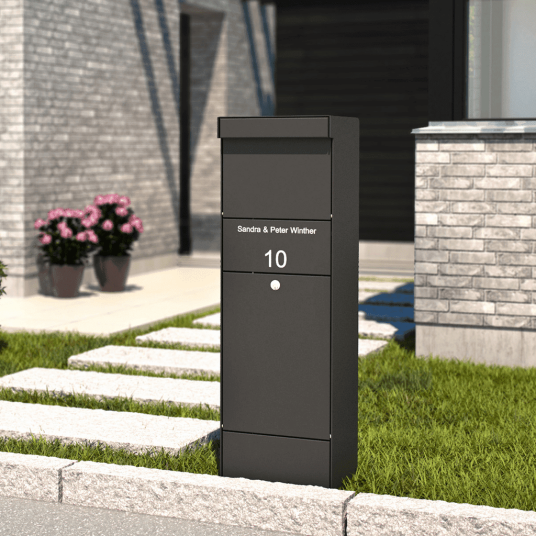 Postkasse Allux Grundform Parcel 4 Sort farge
