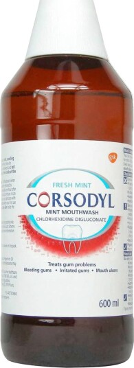Corsodyl Chlorhexedine Munnvann Fresh Mint 0,2% 600 ml.