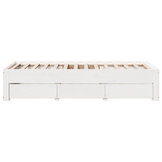 Sengeramme uten madrass med skuffer hvit 90x190 cm heltre furu