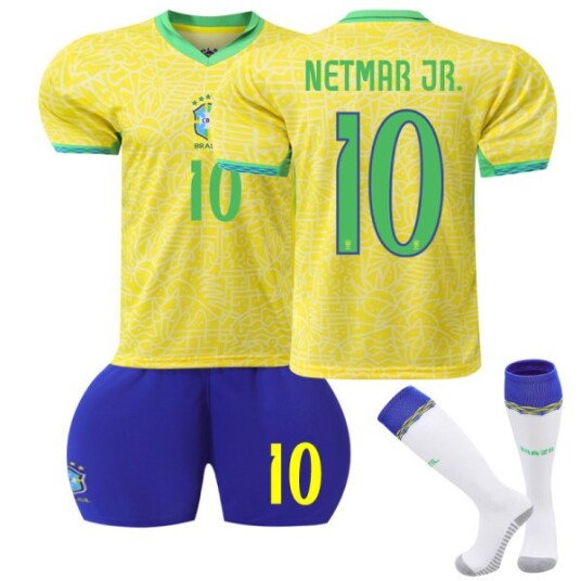 Brasil Hjemme Fotballdrakt Barn 2024 2025 Nr. 10 Neymar 26