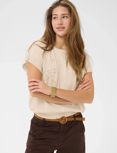 Cream Crdela Knit Slipover W Deco   Beige   XXL
