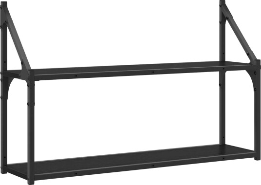 vidaXL Vegghylle Veggmontert Svart eik 80 x 21 x 51 cm metall PB
