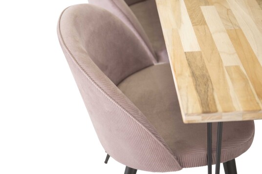 Venture Design Bali & Velvet spisegruppe Natur/svart 6 st stoler & bord 200 x 90 cm