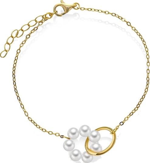 Pan Jewelry Harmoni armbånd i 925 forgylt sølv ferskvannsperler