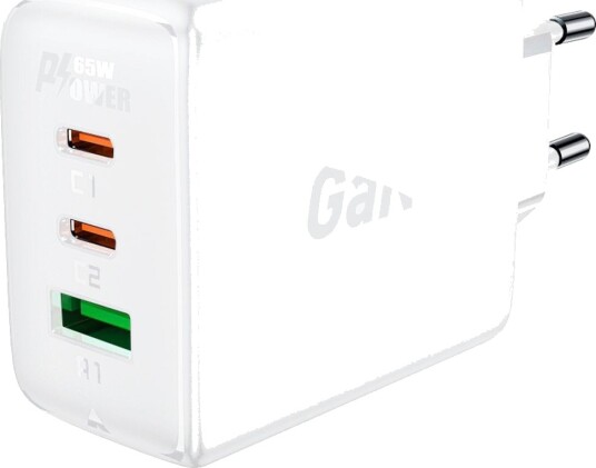Acefast hurtiglader GaN 2x USB-C / USB-A, PPS, PD, QC4, 65W Hvit