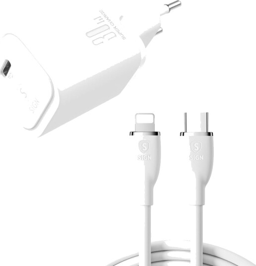 SiGN Hurtiglader for Apple iPad 30W, 2m Hvit